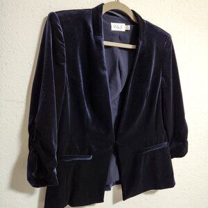 Eliza J | Nordstrom Navy Blue Velvet Tuxedo Jacket Small